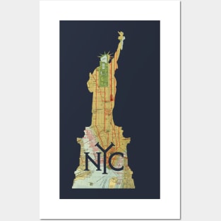 Statue of Liberty 1918 Map of NYC Posters and Art